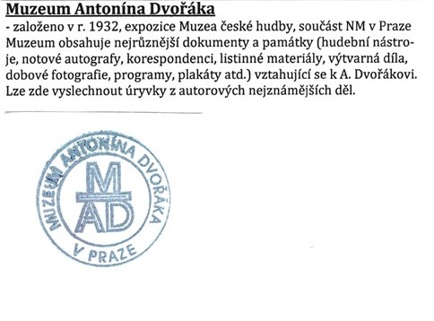 Praha - České muzeum hudby (Muzeum Antonína Dvořáka)